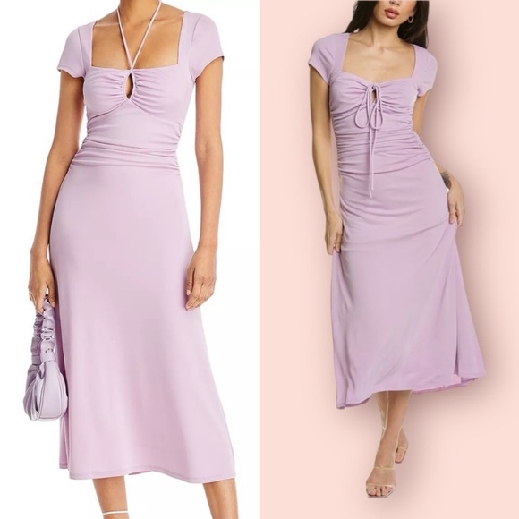 cinq a sept Dresses & Skirts - NWOT Cinq A Sept Janis Pale Iris Ruched Midi Dress Sz 4